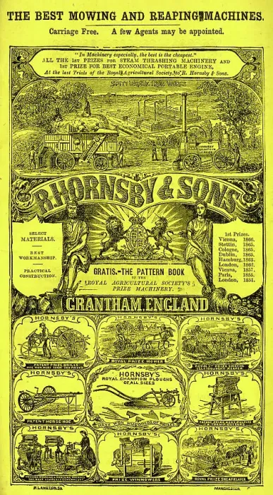 Framed Print : Advert, R Hornsby & Sons, mowing and reaping machines Framed Print : Advert, R Hornsby & Sons, mowing and reaping machines
