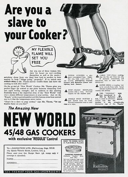 Advert for the Radiation New World Gas Cooker 1938