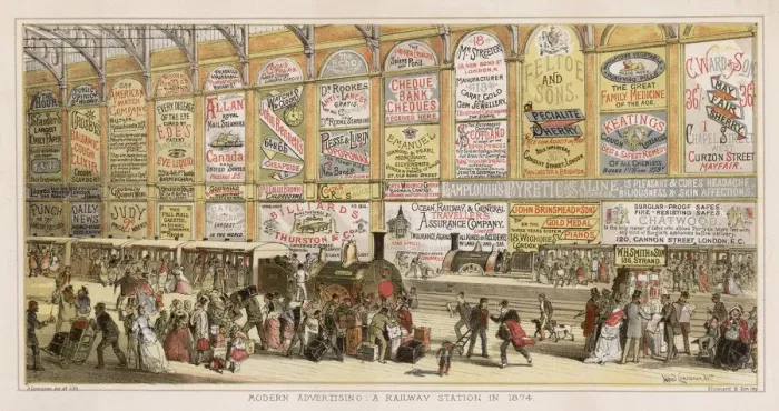 Framed Print : Advertisement - Railway Station Framed Print : Advertisement - Railway Station