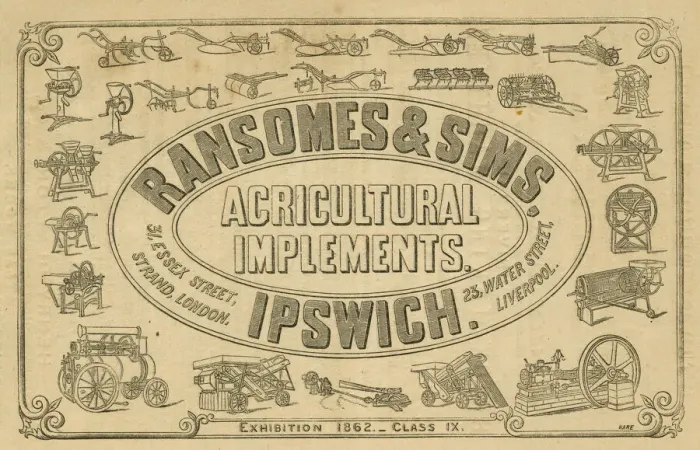 Framed Print : Advert, Ransomes and Sims, Agricultural Implements Framed Print : Advert, Ransomes and Sims, Agricultural Implements