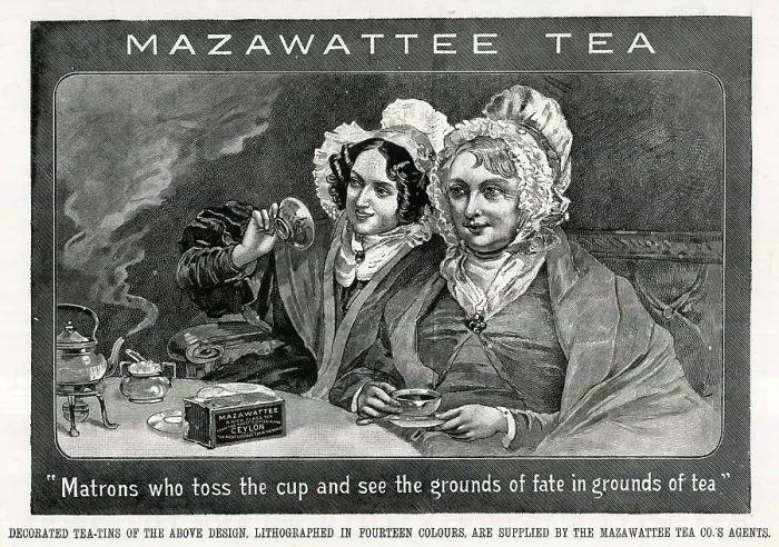 Framed Print : Advert, Reading the Tea Leaves, Mazawattee Tea Co Framed Print : Advert, Reading the Tea Leaves, Mazawattee Tea Co