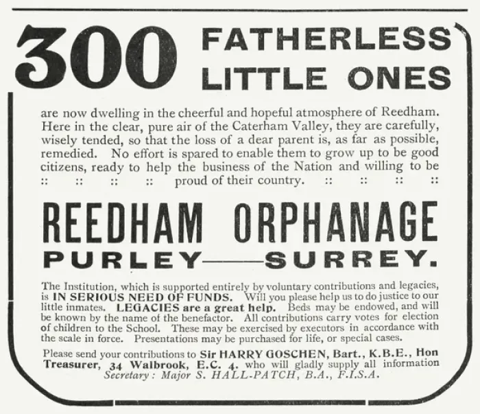 Framed Print : Advertisement for Reedham Orphanage, Purley Framed Print : Advertisement for Reedham Orphanage, Purley