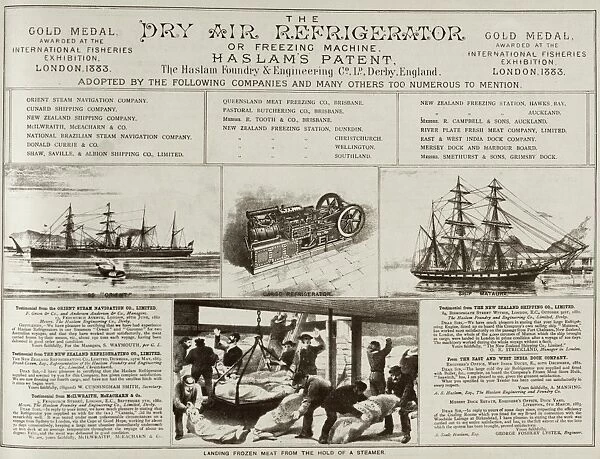 Advertisement for refrigeration equipment for ships