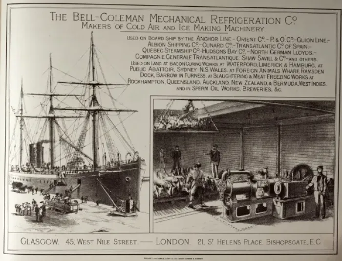 Framed Print : Advertisement for refrigeration units for ships Framed Print : Advertisement for refrigeration units for ships