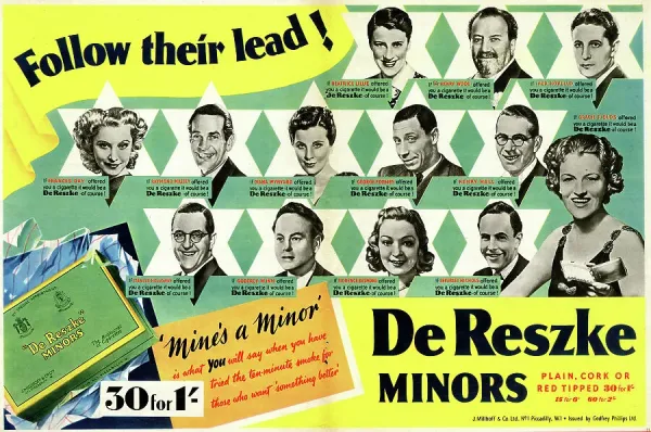 de reszke cigarettes De Reszke Minors Cigarettes Print, 1938. Art Prints, Posters & Puzzles from  Mary Evans