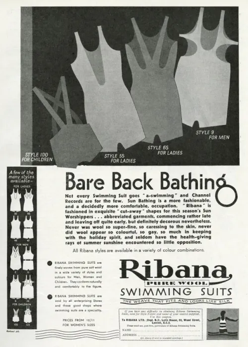 Framed Print : Advert for Ribana pure wool bathing suits 1931 Framed Print : Advert for Ribana pure wool bathing suits 1931