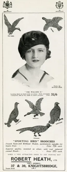 Framed Print : Advert for Robert Heath, sporting bird brooches 1929 Framed Print : Advert for Robert Heath, sporting bird brooches 1929