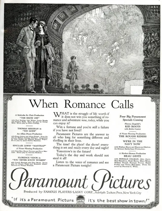 Framed Print : Advert, When Romance Calls, Paramount Pictures