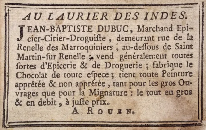 Framed Print : Advert / Rouen Shop 1790S Framed Print : Advert / Rouen Shop 1790S
