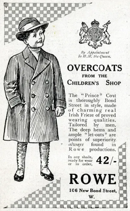 Framed Print : Advert for Rowe childrens overcoats 1914 Framed Print : Advert for Rowe childrens overcoats 1914