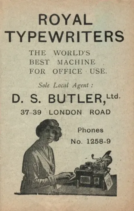 Framed Print : Advertisement for Royal Typewriters, Ds Butler Ltd, Derby Framed Print : Advertisement for Royal Typewriters, Ds Butler Ltd, Derby