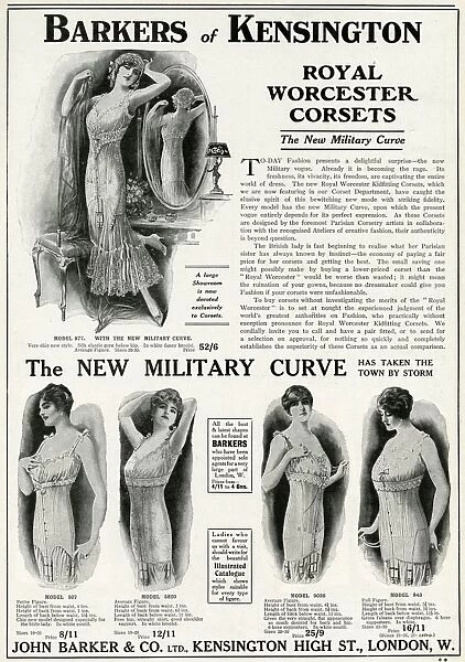Advert for Royal Worcester new Military Curve corsets, WW1