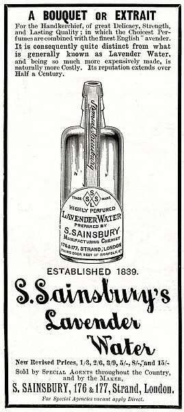 Advert for S. Sainsburys lavender water 1897