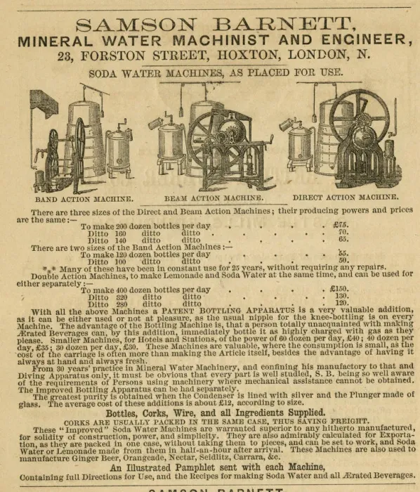 Framed Print : Advert, Samson Barnett Mineral Water Machinist and Engineer Framed Print : Advert, Samson Barnett Mineral Water Machinist and Engineer