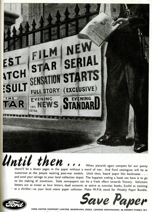 Framed Print : Advert, Save Paper, Ford Motor Company WW2 Framed Print : Advert, Save Paper, Ford Motor Company WW2