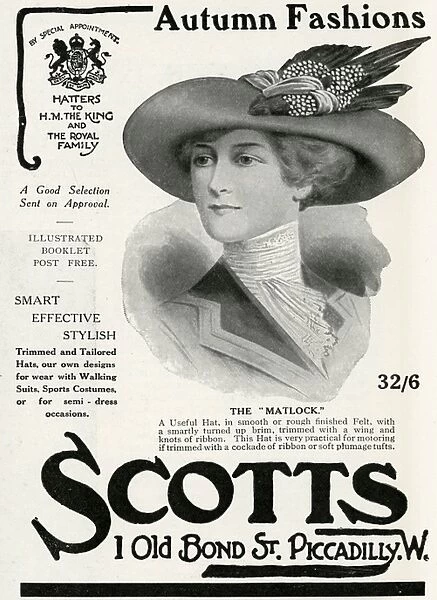 Advert for Scotts womens hats 1912