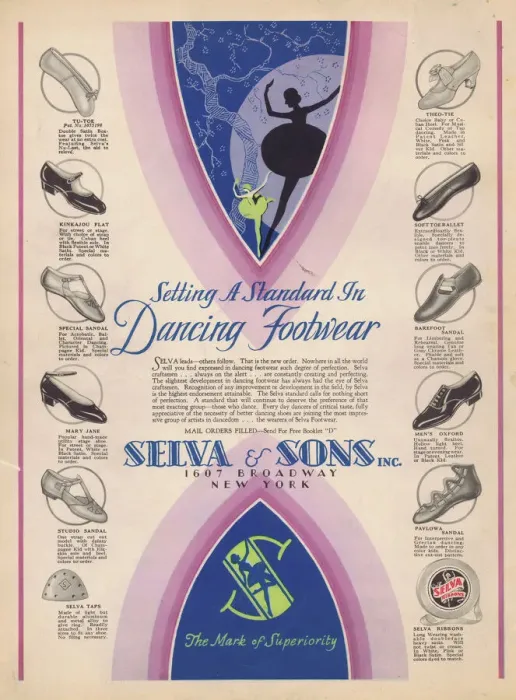 Framed Print : Advert for Selva and Sons. Dancing Footwear, New York, 1929 Framed Print : Advert for Selva and Sons. Dancing Footwear, New York, 1929