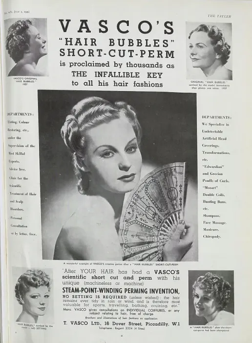 Framed Print : Advert showcasing a hairdresser's short cut and perm Framed Print : Advert showcasing a hairdresser's short cut and perm