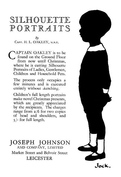 Advertisement for silhouette portraits, Leicester