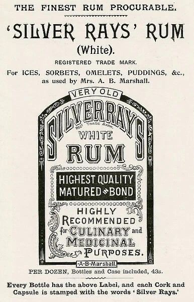 Advert for Silver Rays White Rum 1899