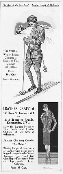 Advert for skiing and skating outfits from Leathercraft