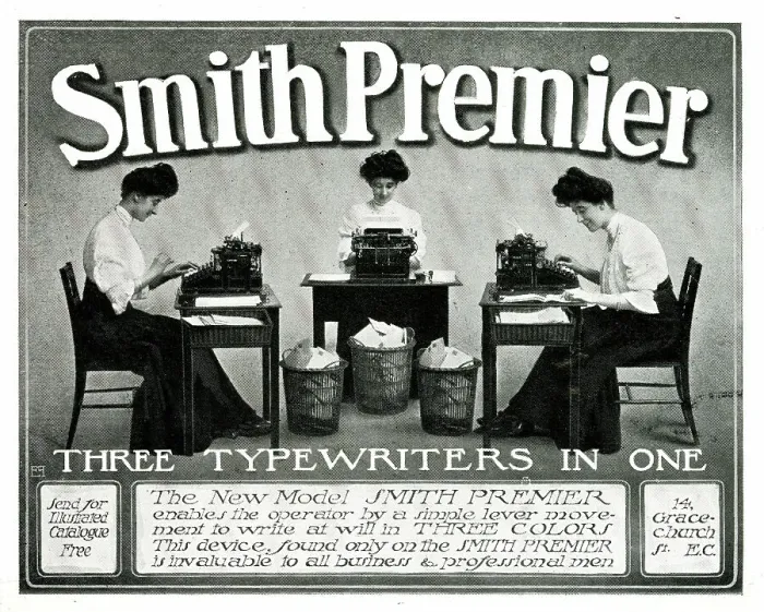 Framed Print : Advert, Smith Premier, Three Typewriters in One