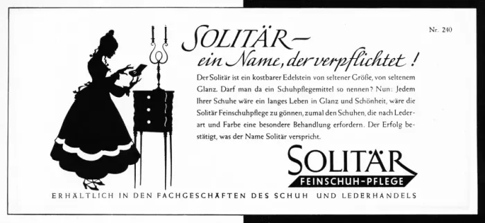Framed Print : Advertisement for Solitar Fine Shoe Care