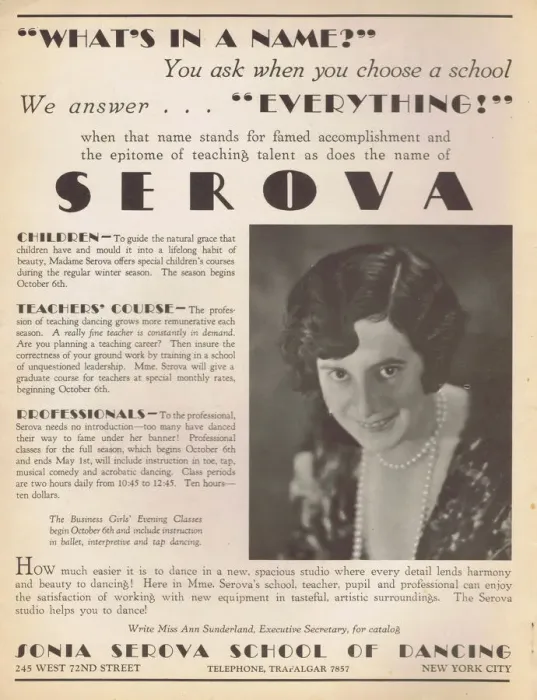 Framed Print : Advert for the Sonia Serova School of Dancing, 1930 Framed Print : Advert for the Sonia Serova School of Dancing, 1930