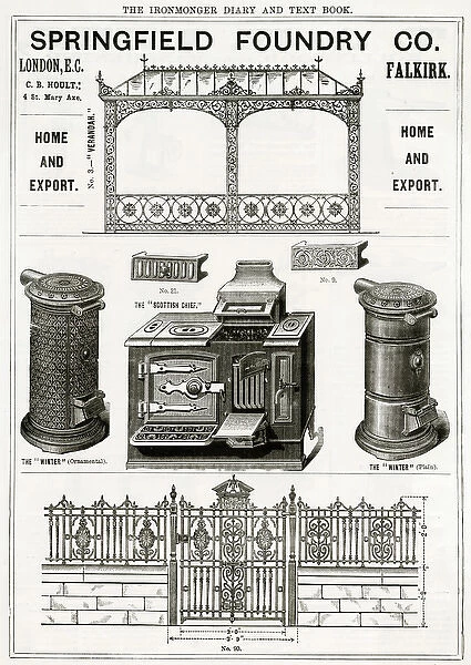 Advert for Springfield Foundry Co. iron items 1889
