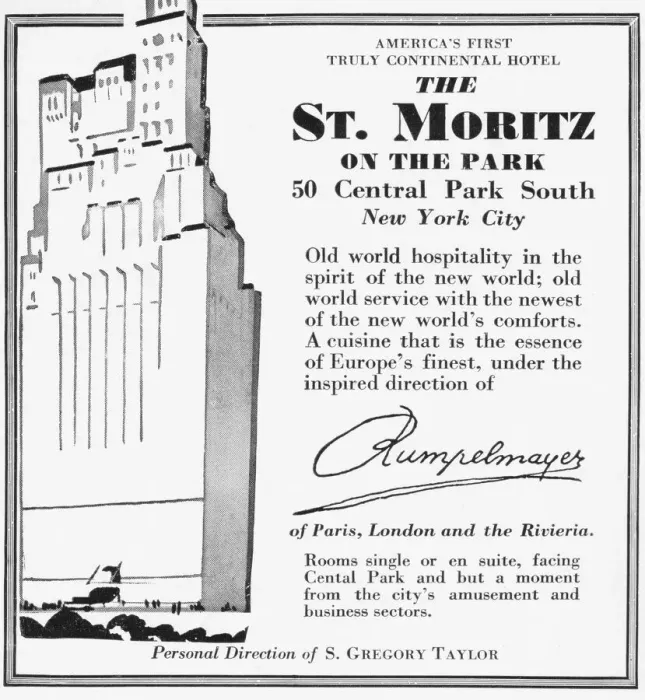 Framed Print : Advert for The St Mortitz on the Park Hotel, New York, 1931 Framed Print : Advert for The St Mortitz on the Park Hotel, New York, 1931