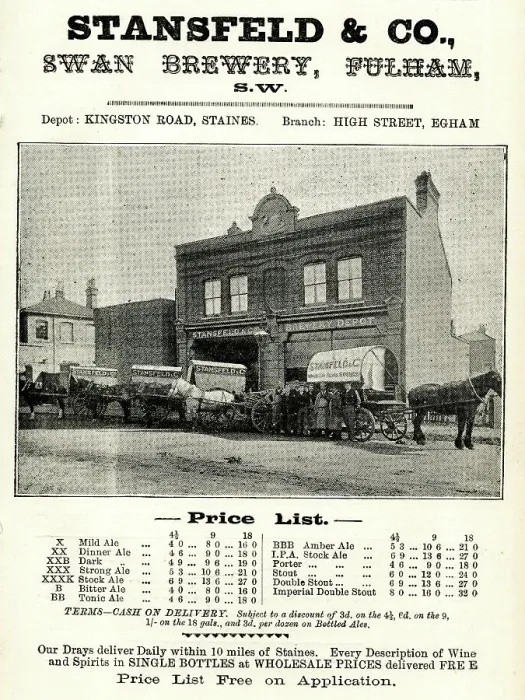 Framed Print : Advert, Stansfeld & Co, Swan Brewery, Fulham, SW London Framed Print : Advert, Stansfeld & Co, Swan Brewery, Fulham, SW London
