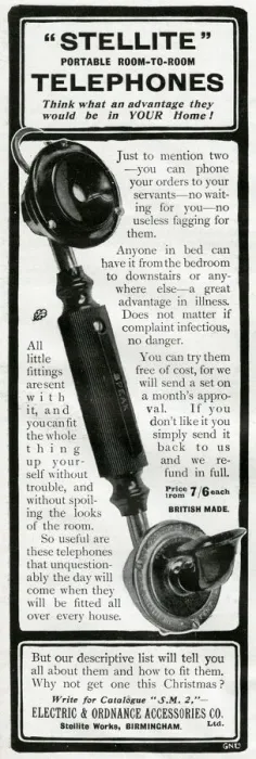 Framed Print : Advert for Stellite portable room to room telephone 1905 Framed Print : Advert for Stellite portable room to room telephone 1905