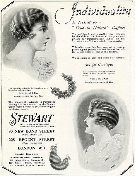 Advert for Stewart hair specialist 1928