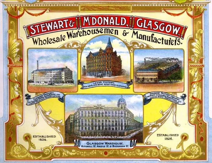 Framed Print : Advert, Stewart & McDonald, Clothing Warehouse, Glasgow Framed Print : Advert, Stewart & McDonald, Clothing Warehouse, Glasgow