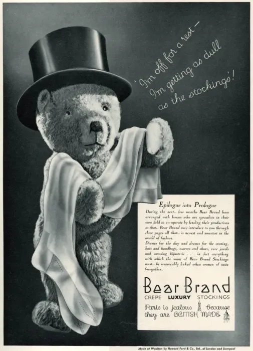 Framed Print : Advert for Stockings by Bear Brand 1934 Framed Print : Advert for Stockings by Bear Brand 1934