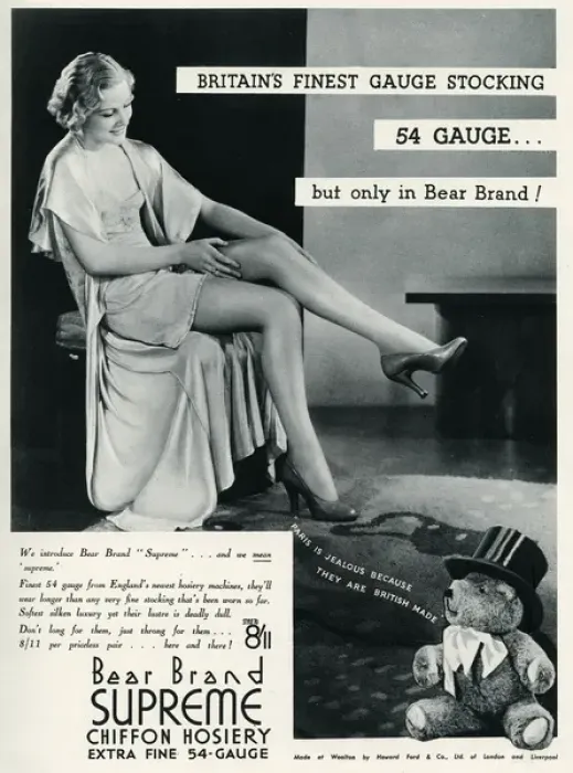 Framed Print : Advert for Stockings by Bear Brand 1934 Framed Print : Advert for Stockings by Bear Brand 1934