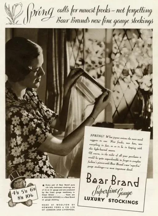 Framed Print : Advert for Stockings by Bear Brand 1935 Framed Print : Advert for Stockings by Bear Brand 1935