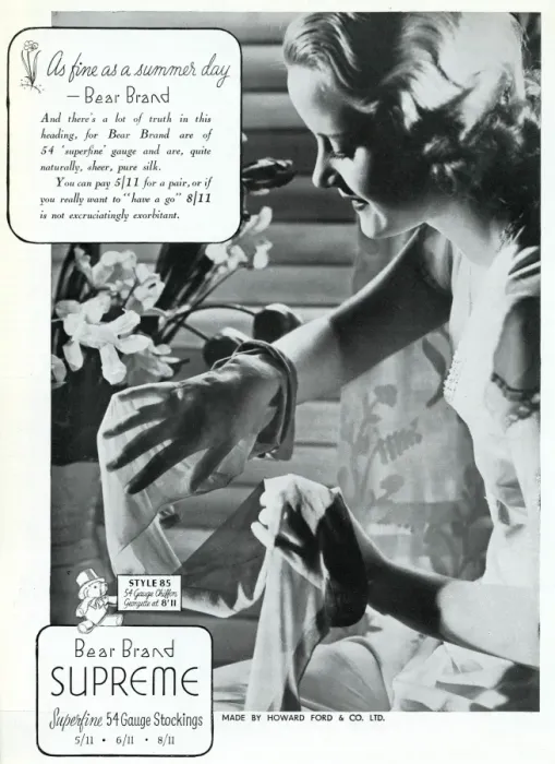 Framed Print : Advert for Stockings by Bear Brand 1936 Framed Print : Advert for Stockings by Bear Brand 1936