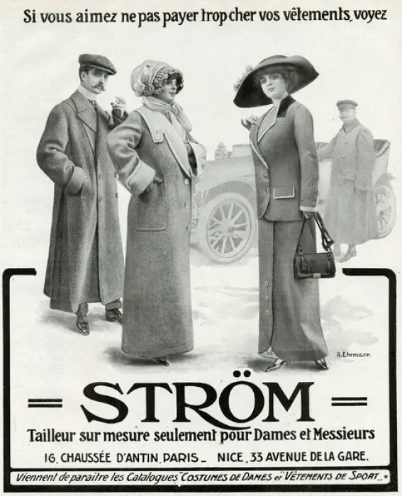 Framed Print : Advert for Strom mens and womens motor clothing 1912 Framed Print : Advert for Strom mens and womens motor clothing 1912