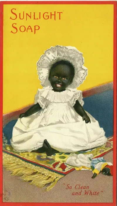 Framed Print : Advert, Sunlight Soap, black baby girl and doll Framed Print : Advert, Sunlight Soap, black baby girl and doll