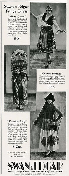 Advert for Swan & Edgar fancy dress 1928