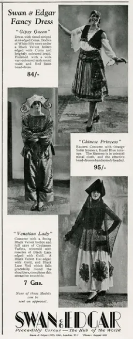 Framed Print : Advert for Swan & Edgar fancy dress 1928 Framed Print : Advert for Swan & Edgar fancy dress 1928