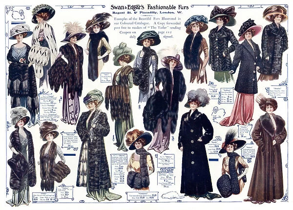 Advert for Swan & Edgar winter fashions 1909