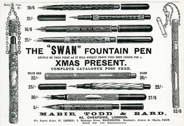 Advert for Swan fountain pens 1901
