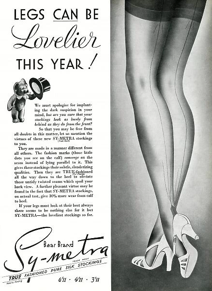 Advert for Symetra Bear Brand stockings 1938