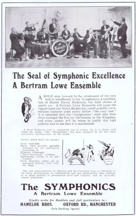 Framed Print : Advert for The Symphonics, a Bertram Lowe Ensemble Framed Print : Advert for The Symphonics, a Bertram Lowe Ensemble
