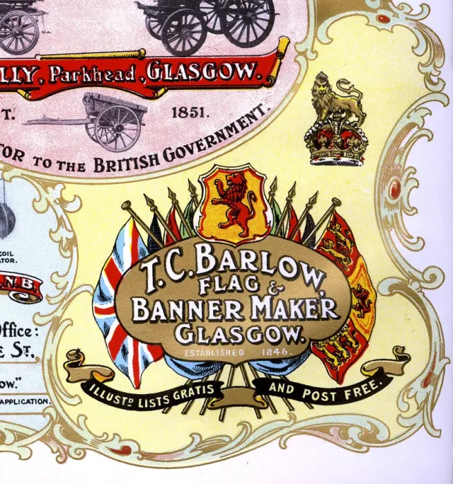 Framed Print : Advert, T C Barlow, Flag & Banner Maker, Glasgow Framed Print : Advert, T C Barlow, Flag & Banner Maker, Glasgow