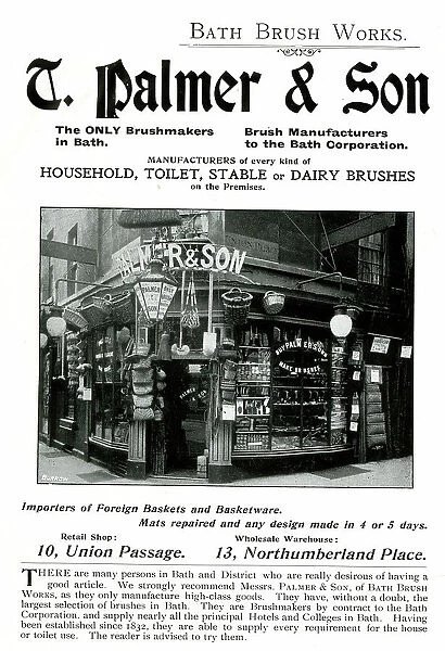 Advert for T. Palmer & Son, Brushmakers, Bath