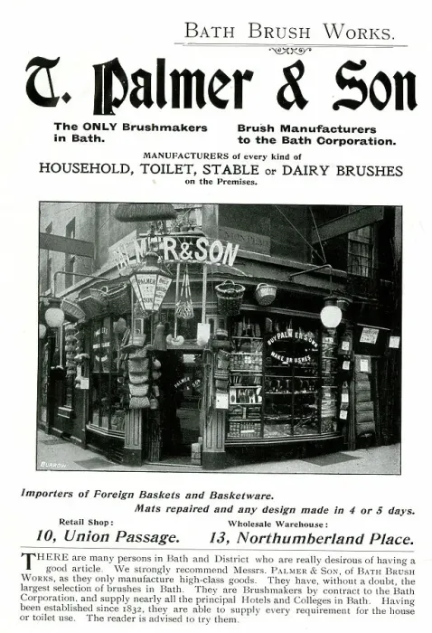 Framed Print : Advert for T. Palmer & Son, Brushmakers, Bath Framed Print : Advert for T. Palmer & Son, Brushmakers, Bath