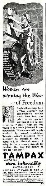 Advert for Tampax, Women are winning the War of Freedom
